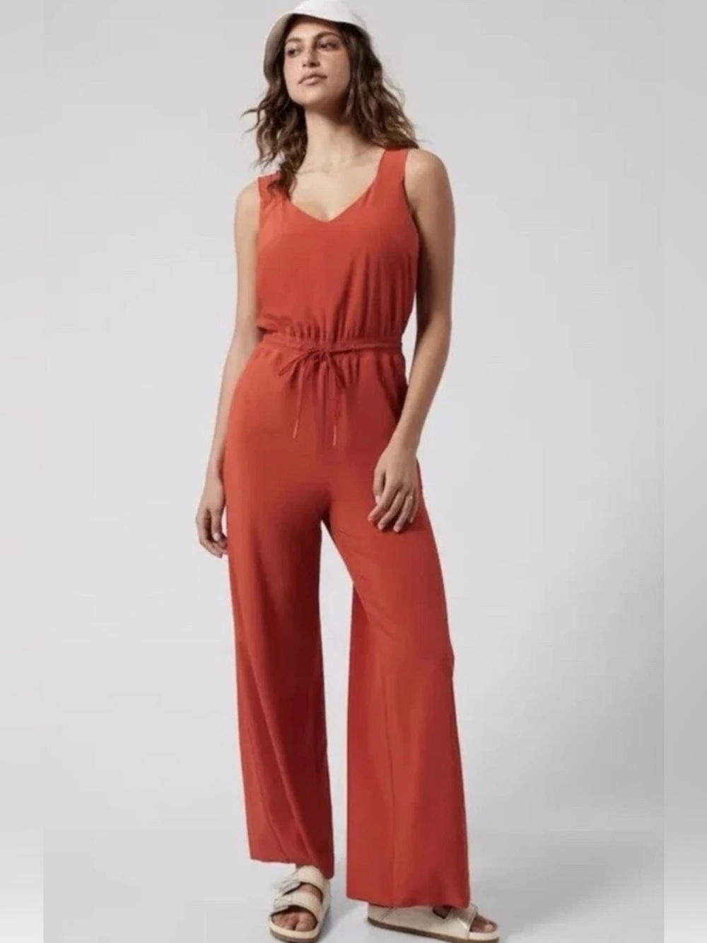 Athleta Savannah Wide Leg Jumpsuit Red Clay Size 4.